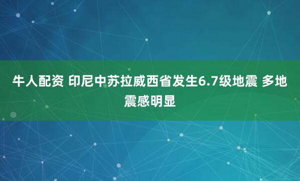 牛人配资 印尼中苏拉威西省发生6.7级地震 多地震感明显
