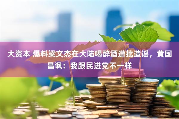 大资本 爆料梁文杰在大陆喝醉酒遭批造谣，黄国昌讽：我跟民进党不一样
